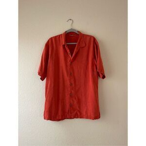 Tommy bahama‎ silk tropical leaf print red button up